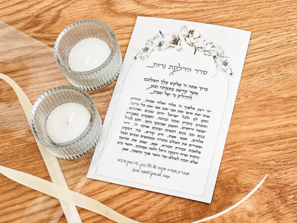 ⁦ערכת מגנט סדר הדלקת נרות + זוג נרות בפמוטי זכוכית⁩ – תמונה ⁦2⁩
